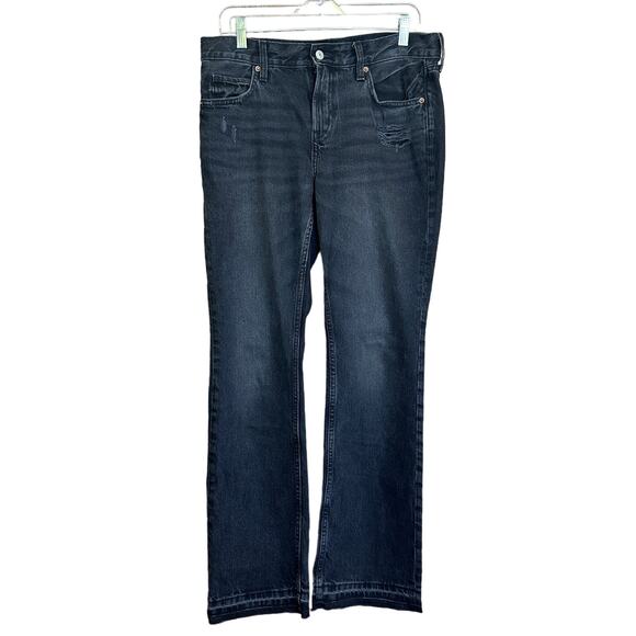 Old Navy Womens‎ High-Rise Boot Cut Black Raw Hem Jeans Size 6 Distressed - Picture 1 of 11